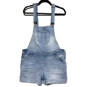 Wallflower Eco Cuffed Denim Bib Overall Shorts Girls Young Adult Size XL